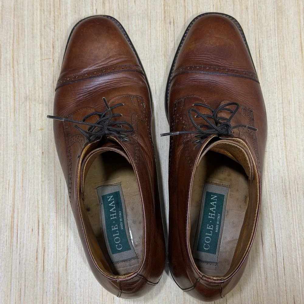 Vintage Cole Haan Boots Men 9.5 Chukka Brown Leather Lace Ankle Italy
